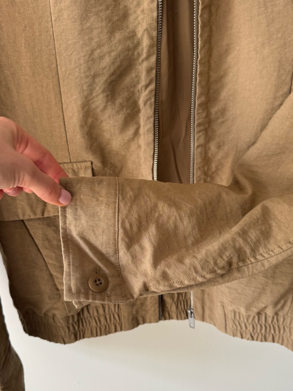 Zara Men's Lightweight Zip-Up Bomber Jacket, Khaki - Picture 10 of 13